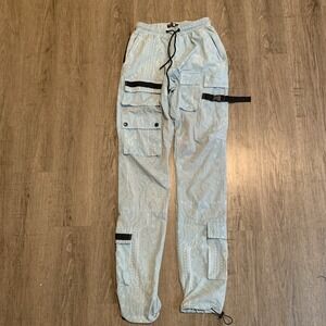 American Stitch Cargo Hiking Pants Blue Paisley Water Resistant Fabric